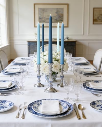 Viyffo 10 Inch Taper Candles, 12 Pack Blue-Unscented, Dripless Design– Long Tall Tapered Candlesticks for Wedding, Dinner, Holiday, Party, Home Decor Natural Color Series - Image 4