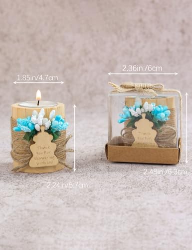 10 Pieces Handmade Wooden Milk Bottle Tea Candle Holder, Baby Birthday Party Favors | Gender Reveal Guest Favors with Personalized Tags, Baby Boy Gender Reveal (Light-blue) - Image 6