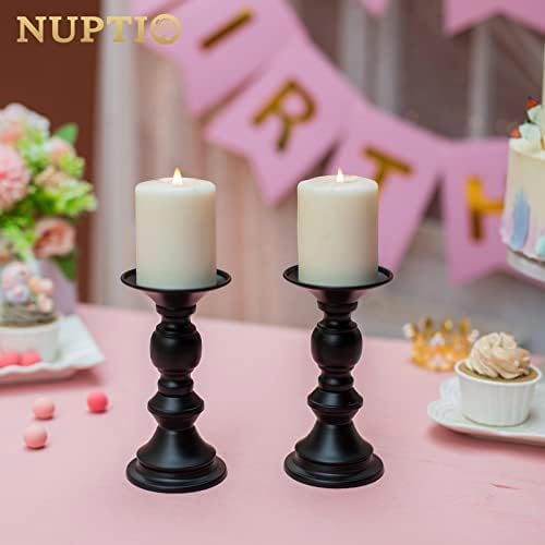 NUPTIO 2 Pcs Candle Holders for Pillar Candles, Black Candle Holder for 50mm Candles Christmas Halloween Mantlepiece Decorations, Ideal for Weddings Special Events Party Living Room - Image 4