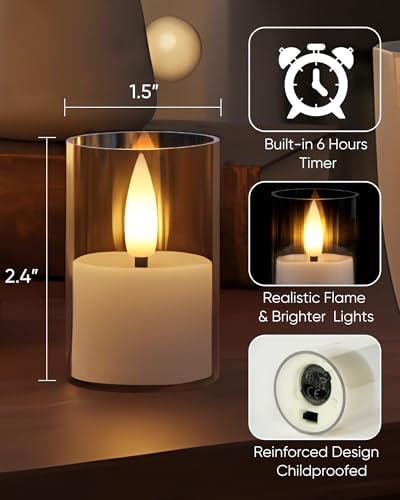 Homemory Acrylic Flameless Led Votive Tealight Candle with 6H Timer, 6Pack - Image 2