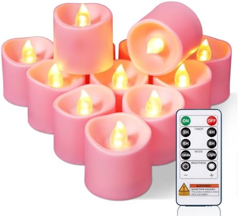 Homemory Pink Flameless LED Votive Tealight Candles & Timer Remote, 12Pack by Homemory