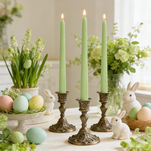 20-Pack Sage Green Taper Candles Unscented, 10 Inch Tall Dinner Table Candles for Wedding Centerpieces, Bulk Candlesticks Smokeless Dripless, Green Decorative Candle for Home Decor - Image 3