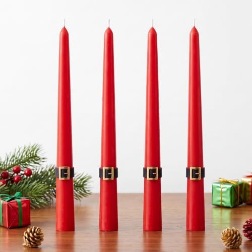 Nuanchu 4 Pcs Christmas Santa Belt Taper Candles Table Centerpieces by Nuanchu