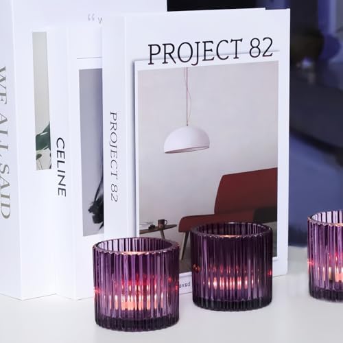 VOHO 6pcs Purple Votive Candle Holders for Table Centerpiece Halloween Deco - Image 5