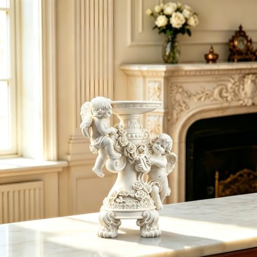 Angels Candle Holder Resin Figurine White Table Decor Unique Home Gifts - Image 3
