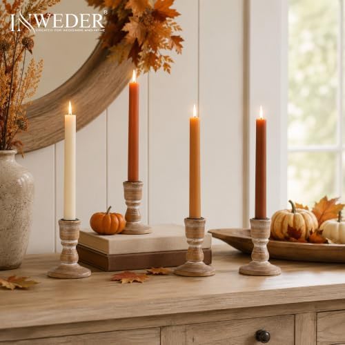Wooden Taper Candle Holders: Rustic Farmhouse Decor, Set of 4 - Image 2