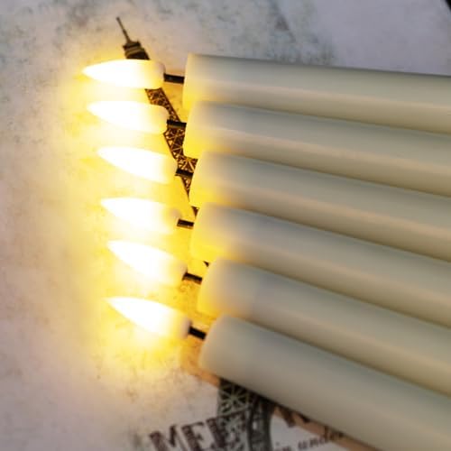 Eywamage Short Ivory Flameless Taper Candles with Remote Set of 6 - Image 4