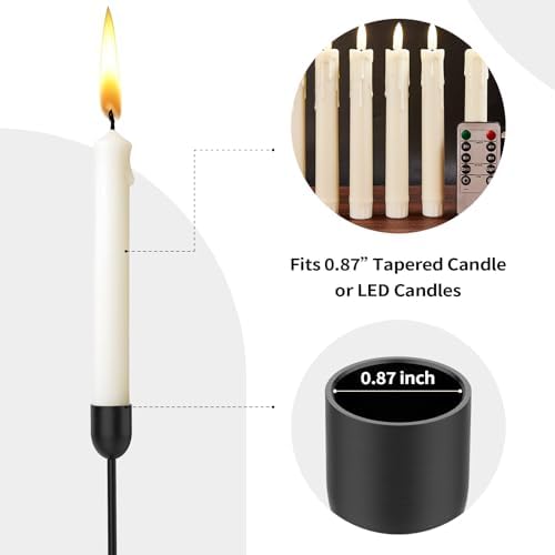 ChefBee 6PCS Black Tall Taper & Pillar Candle Candlestick Holder - Image 4