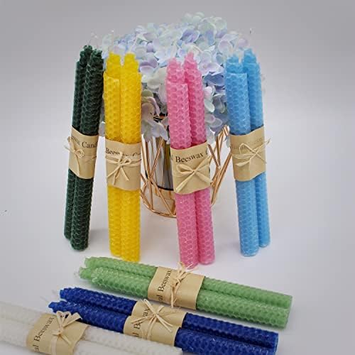 Set of 14 Colorful Beeswax Taper Candles, 9 Inch Tapered Candles Ideal as Dinner Candles - Smokeless and Unscented Taper Candles LoWedding,Dinner, Home Décor - Image 5