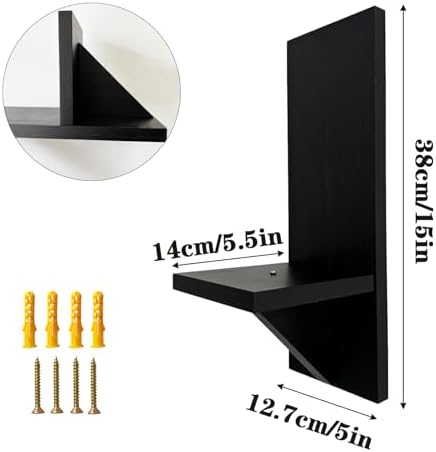 2 Pcs Black Farmhouse Wall Candle Sconces, Rustic Modern Wooden Wall Mount Candle Holders, Wall Decor Shelves for Living Room Bedroom Bathroom - Image 2