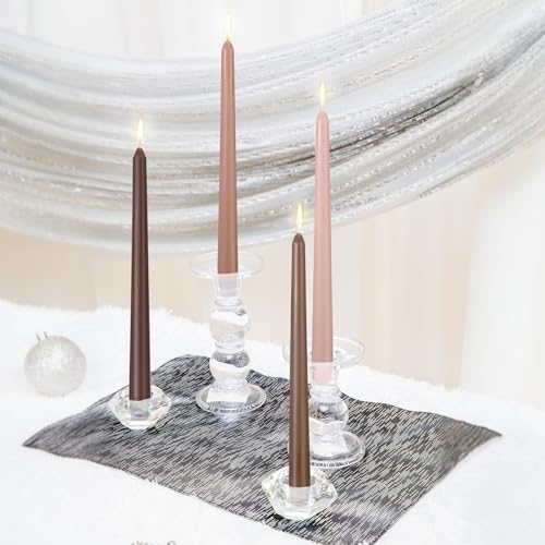 MTLEE 16 Pcs 10 Inch Long Taper Candle Stick Smokeless, Gradient Brown - Image 3