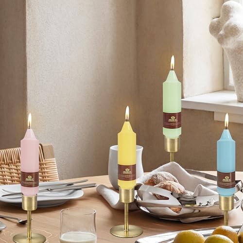 Pastel Short Taper Candle 5 Inch Candlesticks Unscented Dripless Tapered Candle Set for Home Decor Wedding Party Dinner Candles, 4 Pack - Image 2