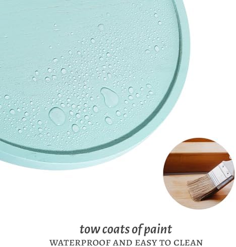 Round Decorative Tray Farmhouse Kitchen Decor Soap Dish, 12" Light Blue - Image 5