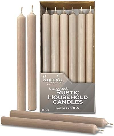 Hyoola 10 Inch Dinner Candles - 12 Pack - Sahara Tall Unscented Rustic Long Burning Candle Sticks by Hyoola