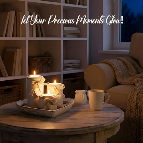 Farmhouse Candle Holders 3 Pack Rustic Wooden Pillar Candle Holder - Image 4