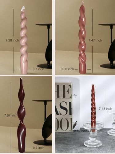 4Pcs Dark Brown Taper Candles 7.87in, Spiral Twisted Fall Candlesticks - Image 7