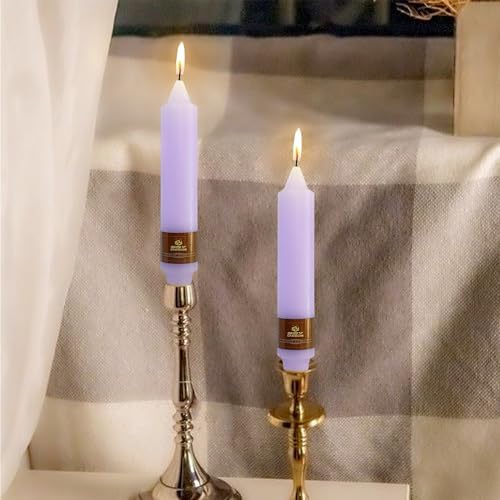 Taper Candles White Candlesticks,7Inches Short Tapered Candle Unscented Candle Sticks Dripless Candles for Dinner Decor Housewarming Gift Idea,4pcs (18D4PC-PURPLE) - Image 5