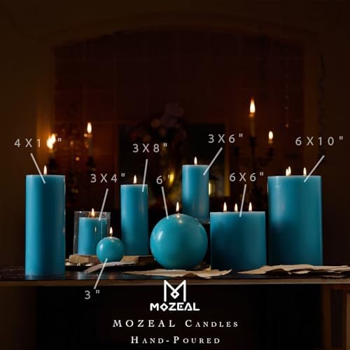 MOZEAL Hand-Poured, 6 Inch Turquoise Large Round Ball Candles - Elegant Turquoise Round Pillar Candles, Dripless, Unscented, Smokeless, Ideal for Summer Parties. - Image 5