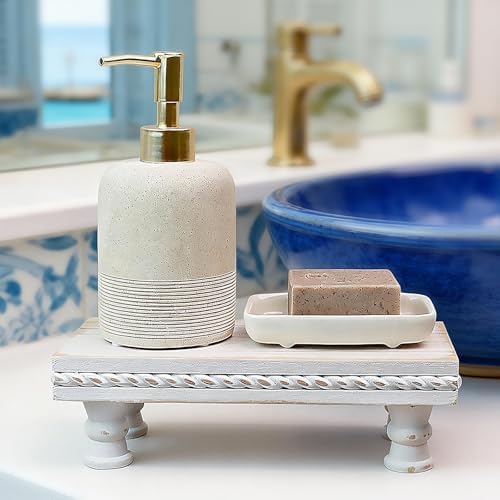 Bathroom Tray Pedestal Stand, Waterproof Wood Riser for Bathroom Counter - Image 4