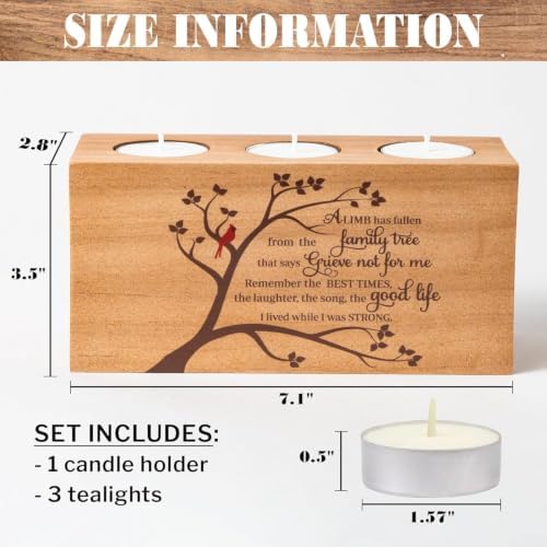 Sympathy Bereavement Gift for Loss of Loved One - Memorial Candle Holders - Handcrafted Wooden Keepsake with Poem - Condolence for Loss of Mother, Father (A Limb) - Image 4