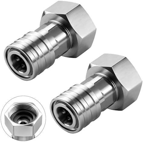 Garden Hose to Pressure Washer Adapter, 3/4" GHT to 1/4" Quick Connect, Converter for Car Washing, Nozzle & Outdoor Cleaning (Stainless Steel, Stainless Steel 2pc) by Unknown