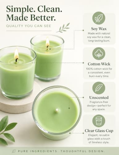 BERYSCEN Premium Bulk Sage Green Glass Votive Candles for Events Home Décor - Image 2