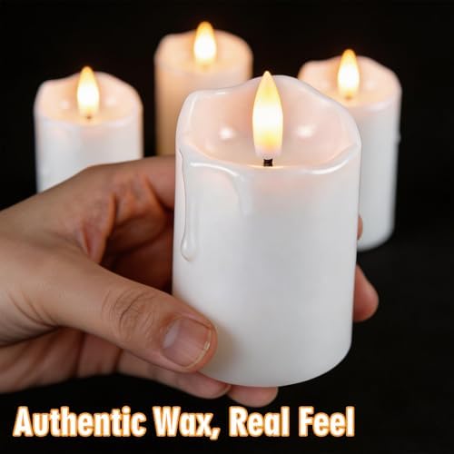 400+ Hour Flameless Votive Candles with Remote Timer, White - Image 6