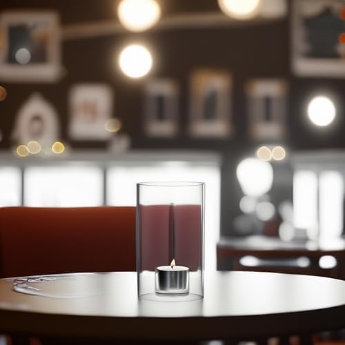 WGVI Hurricane Candle Holder Sleeve, Wide 5", Height 8", Clear Glass Cylinder Candleholder, Chimney Tube, Open Ended Candle Shade, 2 Piece - Image 4