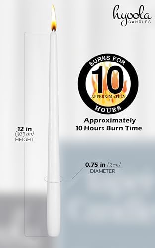 12 Pack Tall Taper Candles - 12 Inch White Dripless, Unscented Dinner Candle - Paraffin Wax with Cotton Wicks - 10 Hour Burn Time - Image 4
