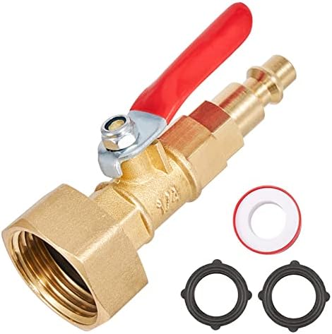 Winterize Blowout Adapter,1/4 Inch Male Quick Connecting Plug and 3/4 Inch GHT Hose Thread.with Ball Valve and Teflon Tape for Blow Out Water to Winterize Sprinkler Systems (Female) by Kbrotech