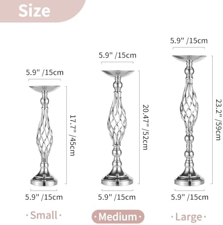 NUPTIO Silver Centerpiece Stand for Table, Twist Style , 20.5" Tall, 2 Pcs - Image 5