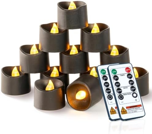 Homemory 24-Pack Black Remote Flameless Battery Tea Light Candles, 400+ Hrs by Homemory