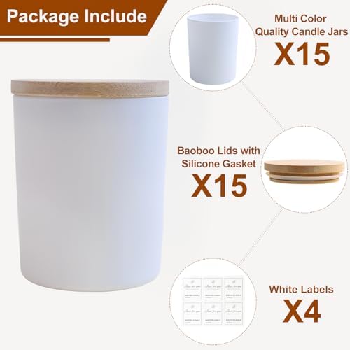 CONNOO 15 Pack 7 OZ Colorful Candle Jars with Bamboo Lids - Image 3