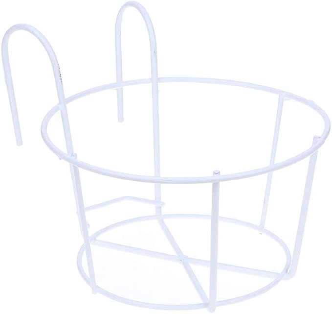 Hanging Railing Planters Baskets Balcony Flower Pot Holders Plant Iron Racks Fence Metal Potted Stand Mounted Balcony Round Plant Baskets Shelf Container Box for Indoor&Outdoor Use,Garden Steel Pots