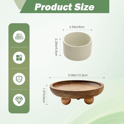 Vaveren Small Wooden Riser Wooden Pedestal for Display Tray Display Riser for Entry Table Farmhouse Kitchen Tabletop Centerpieces , Round 12.9x4cm - Image 5