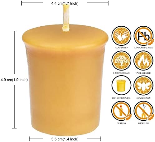 DEYBBY Beeswax Votive Candles 12-Hour Burn Unscented Small Candles 4 Pack - Image 2