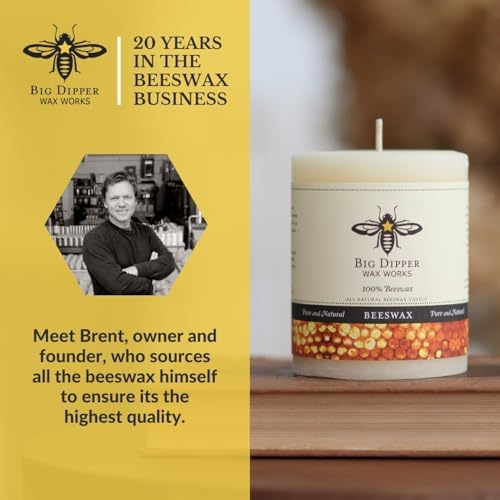 Big Dipper Wax Works 100% Beeswax Pillar Candle, 3 x 3.5 in, Ivory - Image 2