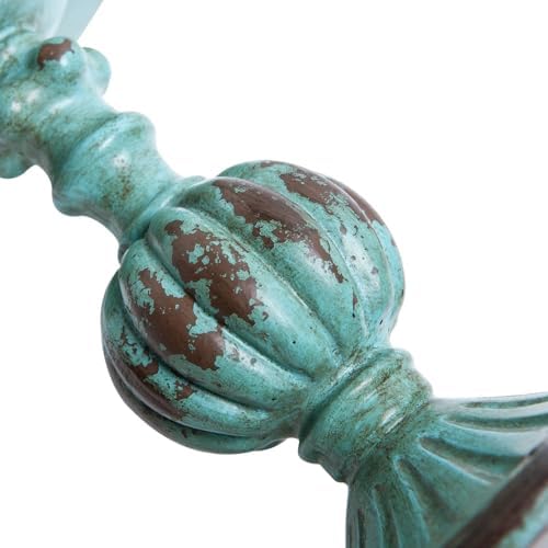 SOFFEE DESIGN Set of 2 Antique Resin Pillar Candle Holder Sets, Vintage Cylindrical Candlestick Stand Home Decor for Dining, Living Room, Mantel, Table Centerpiece, Retro Blue Candleholder Decor - Image 7
