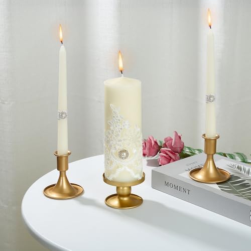 Unity Candle Holder - Gold Unity Candle Holders for Weddings, Metal Gold Unity Candlestick Holder Set of 3, Decorative Unity Candle Stand for Wedding Ceremony Table Centerpiece Decoration Gift - Image 6