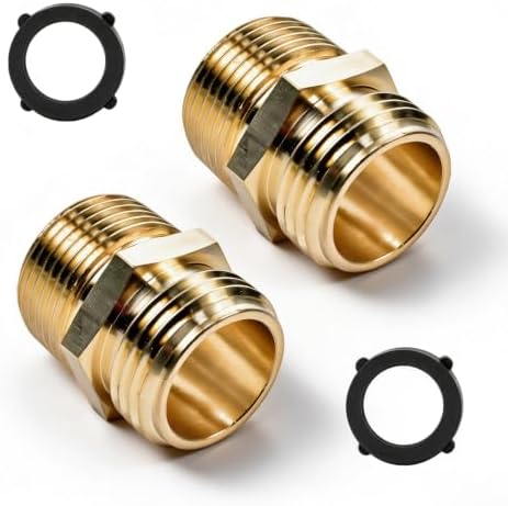 2 Pcs 3/4" GHT Male x 3/4" NPT Male Connector - Brass Garden Hose Adapter by WVIOUOPU