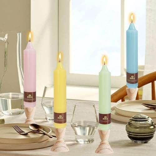 Pastel Short Taper Candle 7 Inch Candlesticks Unscented Dripless Tapered Candle Set for Home Decor Wedding Party Dinner Candles, 4 Pack - Image 5