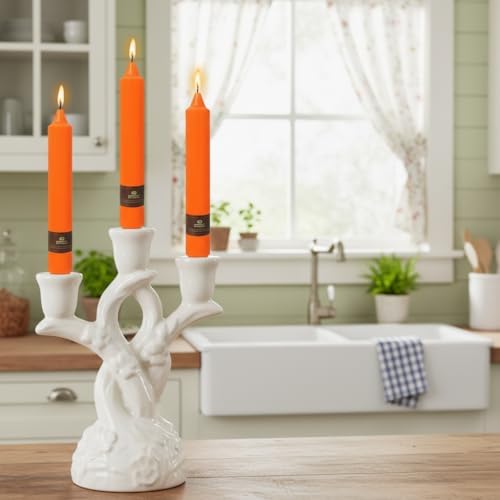 Orange Candle 9 Inch Tall Smokeless Taper Candles 4 Pack Unscented Candle for Christmas Dinner Halloween Thanksgiving Day Household Décor Candlesticks - Image 2