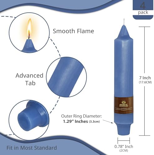 NJAO HOO Dark Blue Short Taper Candle 7 Inch Candlesticks Unscented Dripless Tapered Candle Set for Home Decor Wedding Party Dinner Candles, 4 Pack - Image 3