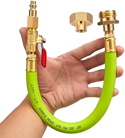 Lead -Free Brass 16.9" Winterize Sprinkler System RV Motorhome Boat Camper and Travel Trailer: Air Comp Quick-Connect Plug To 3/4" Garden Hose Faucet Blow Out Adapter Fitting with Valve by Minimprover