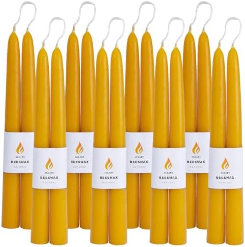 16PCS 9" Natural Beeswax Taper Candles, Dripless Smokeless, Long Lasting by Aglary