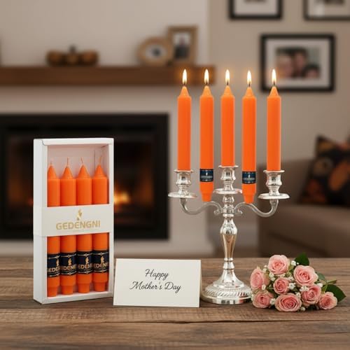 Orange Taper Candles 9 Inch Dripless Candlesticks, Gedengni 4 Pack Unscented Long Taper Candle Sticks for Wedding Centerpieces, Easter Table Mother’s Day Dinner Party Home Decor - Image 4