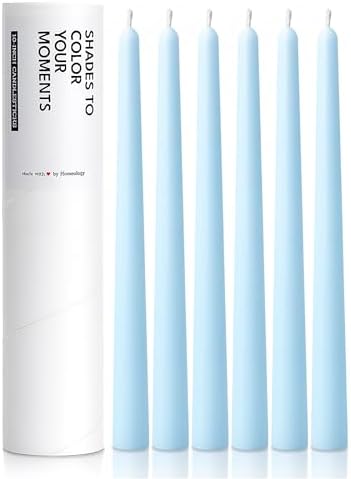 6 PK 10" Classic Taper Candles, Sky Blue, 7-8 Hours Long Burning, Unscented Tall Candlesticks by Unknown