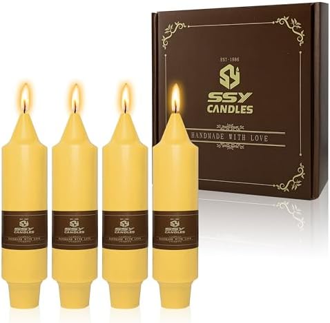 Beeswax Taper Candles 5 inch Natural Beeswax Taper Candlesticks 4 PCS Short Candle Smokeless Tapered Candle for Dinner Party Decoration Gift - 8 Hour Burn Time by XINAOBAOLUO