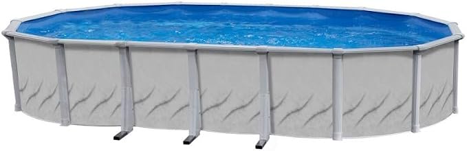Pools 'Galleria' 12 ft x 18 ft Oval Above Ground Swimming Pool | 52 Inch Resin Protected Steel Sided Walls | Bundle Includes: 25 Gauge Overlap Liner & Widemouth Skimmer