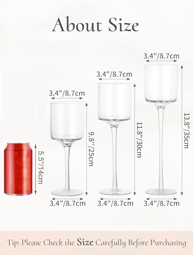 Tall Glass Candle Holder: Long Stem Candle Stand 3 Pcs (9.8"/11.8"/13.8" H - 3 Pcs) - Image 4